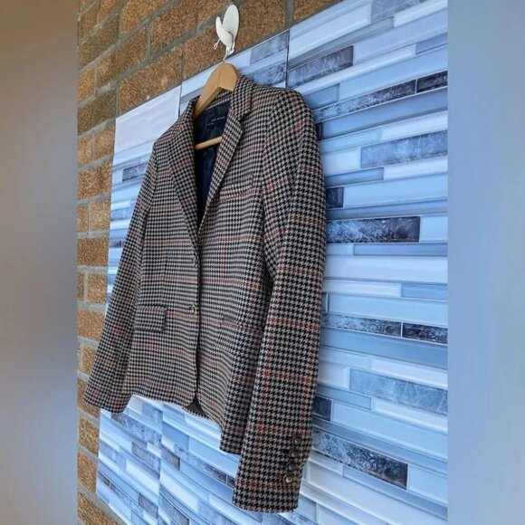 zara check gingham blazer jacket button size XS - Picture 8 of 16